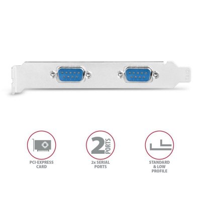 AXAGON Karta PCIe PCEA-S2N, 2x port szeregowy RS232 250 Kbpsw zestawie LP