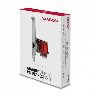 AXAGON Karta sieciowa PCIe PCEE-GIX 1x Gigabit Ethernet port (RJ-45), Intel i210AT, PXE, LP
