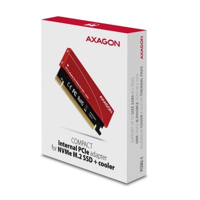 AXAGON Adapter wewnętrzny PCEM2-S, PCIe x16 M.2 NVMe M-key slot aluminiowa osłona