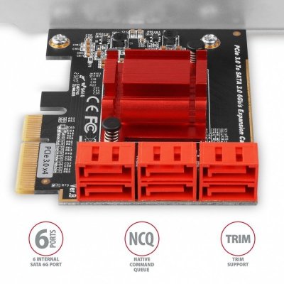 AXAGON PCIe kontroler 6x wewnętrzny port SATA 6G, PCES-SA6, ASM 1166, SP LP