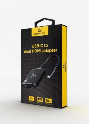 Gembird Adapter USB-C do 2xHDMI 4Kx2K audio