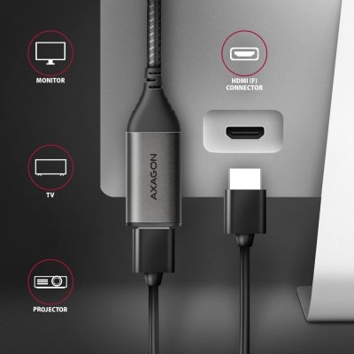 AXAGON Adapter RVC-HI2M  USB-C -&gt; HDMI 2.0 4K/60Hz Aluminum, 25cm kabel