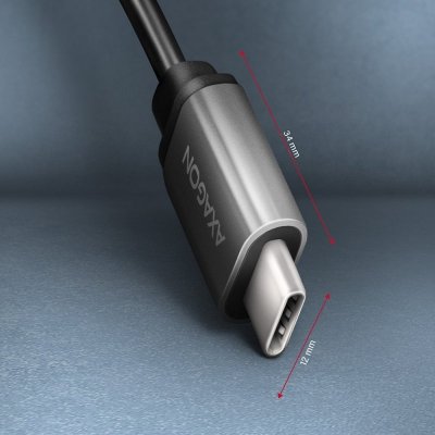 AXAGON Kabel adapter RUCM-AFAC USB 3.2 Gen 1 Type-C samiec -&gt; Type-A żeńska, 0,2m, 3A, ALU