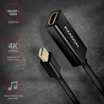 AXAGON Adapter aktywny RVDM-HI14N Mini DP &gt; HDMI 1.4, 4K/30Hz