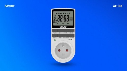 Savio Programator czasowy z ekranem LCD, 16A, 3680W, AE-03