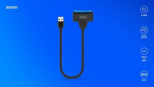 Savio Adapter USB-C 3.1 Gen 1 (M) - SATA (F) do dysków 2.5 cala , AK-68