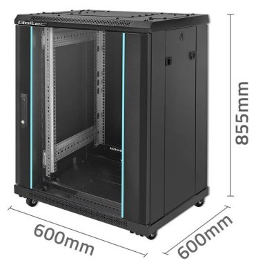 Qoltec Szafa RACK 19 cali | 15U | 600 x 600 x 855 | stalowa obudowa