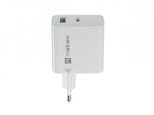 Natec Ładowarka sieciowa Ribera GAN 1X USB-A + 1X USB-C 45W Biała