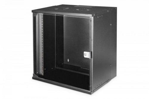 Digitus Szafa sieciowa wisząca 19 cali 12U, SOHO PRO 595 x 540 x 400 mm, nośność 60kg, drzwi szyba, niezłożona, Czarna