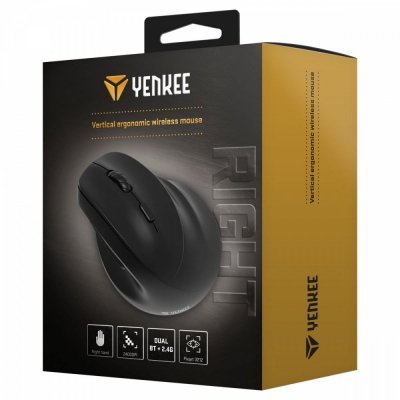YENKEE Mysz bezprzewodowa ergonomiczna praworęczna,akumulator Dual WL+BT