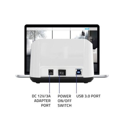 Qoltec Stacja dokująca do dysków HDD SSD 2.5 cali 3.5 cali | SATA III | USB 3.0 | Super speed 5Gb/s | z funkcją klonowania offline