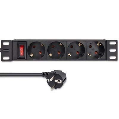 Qoltec Listwa zasilająca PDU do RACK 10 cali | 1U | 16A | 4xSchuko | 1.8m
