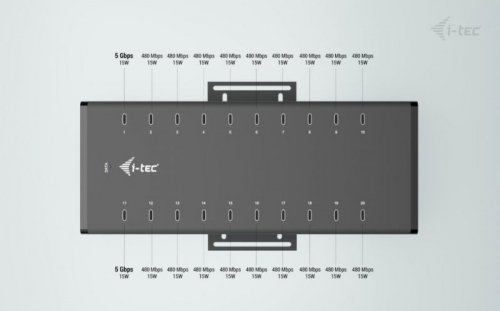 i-tec i-tec USB-C/USB-A Metal Charging + data HUB 15W per port 20x USB-C