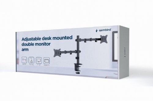 Gembird Ramię biurkowe na 2 monitory 17-32 cale 9kg
