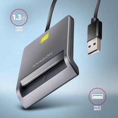 AXAGON Czytnik kart identyfikacyjnych CRE-SM3T USB, kabel 1,3m