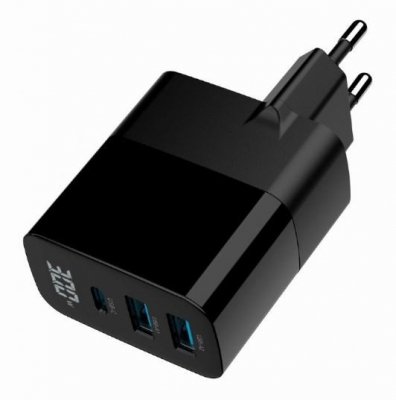 Gembird Ładowarka GaN 2xA 1xC LCD 30W PD QC3.0 czarna