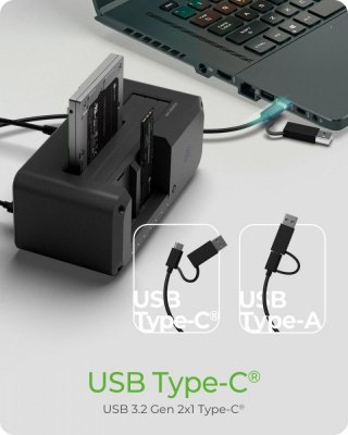 IcyBox Stacja dokująca IB-2924MSCL-C31 Docking & CloneStation                    1x 2,5 cali/3,5 cali do 1x M.2 NVMe & M.2 NVMe do M.2 NVMe