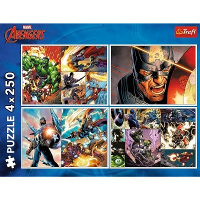 Trefl Puzzle 4x250 elementów Bohaterskie dni Avengers