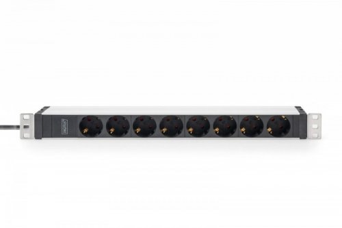 Digitus Listwa zasilająca PDU 19 cali Rack, 8x gniazdo ze stykami ochronnymi unischuko 16A/230V, 1x wtyczka IEC C20, 16A, przewód zasilający 2 m, Aluminiowa
