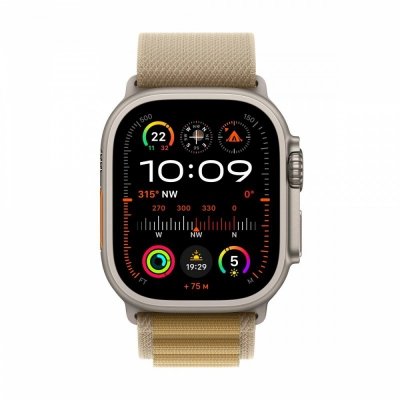 Apple Watch Ultra 2 GPS + Cellular, koperta 49 mm z tytanu w kolorze naturalnym z opaską Alpine L w kolorze beżowym