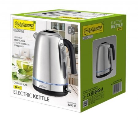 Feel-Maestro Czajnik elektryczny metalowy 1,7l  2200W  MR-050