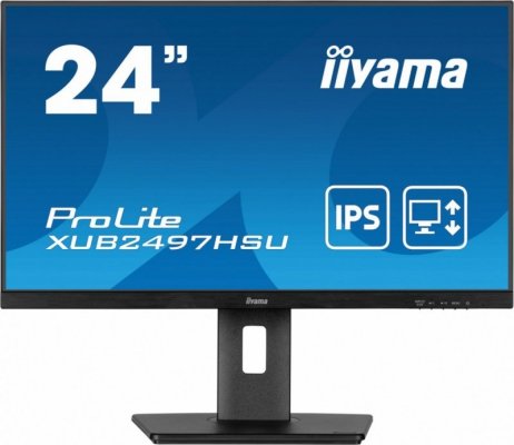 IIYAMA Monitor 24 cale XUB2497HSU-B2 IPS, HDMI, DP, 2x2W, 2xUSB, Pivot, HAS(150mm)
