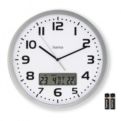 Hama Zegar ścienny DCF Moorea 30cm Srebrny