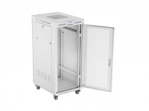 Lanberg Szafa instalacyjna rack stojąca 19 cali 27U 600x800 drzwi perforowane LCD szara (Flat pack)