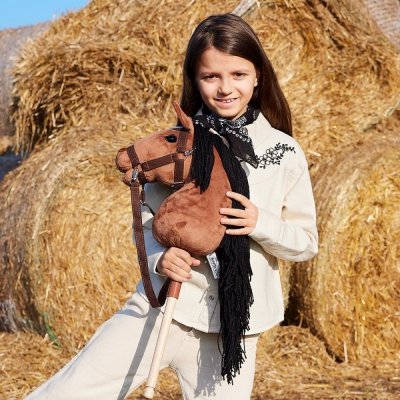 Tootiny Koń na kiju Hobby Horse HOPPIHORSE A3 Bay - ciemny brąz, maść gniada
