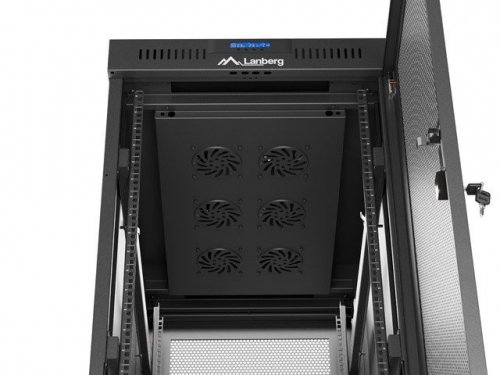 Lanberg Szafa instalacyjna rack stojąca 19 cali 32U 600x1000 drzwi perforowane LCD czarna (Flat pack)