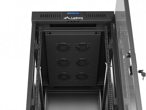 Lanberg Szafa instalacyjna rack stojąca 19 cali 32U 600x1000 drzwi przeszklone LCD czarna (Flat pack)