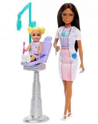 Mattel Lalka Barbie Lekarz Dentystka z pacjentem ciemne włosy