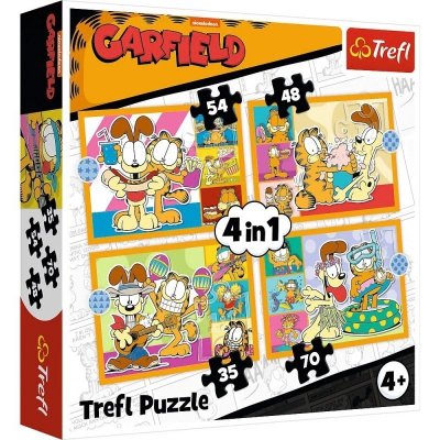 Trefl Puzzle 4w1 Garfield kocha lazanie