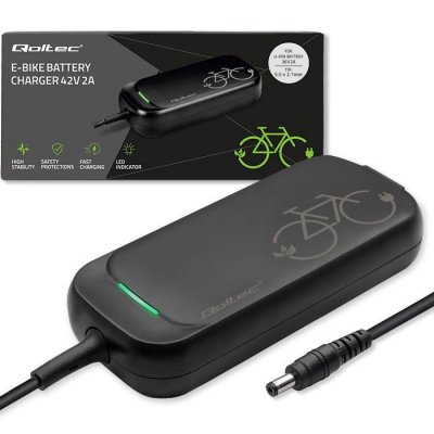 Qoltec Ładowarka do roweru skutera elektrycznego 36V | 42V | 2A | 5.5*2.1 | wodoodporna + kabel zasilający