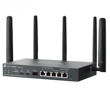 TP-LINK Brama sieciowa gigabitowa Omada 4G+ Cat6 AX3000 VPN with 4-Port PoE+PORT: 1× Gigabit SFP WAN/LAN Port, 1× Gigabit RJ45 WAN Port, 4× Gigabit WAN/LAN
