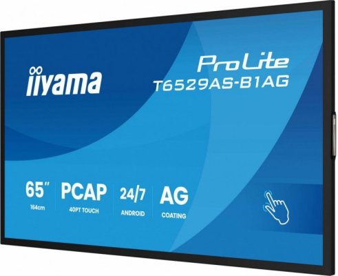 IIYAMA Monitor wyświetlacz digital signage 65 cali T6529AS-B1AG VA,4K,HDMIx2,USB-C,RJ45,2x10W,WiFi