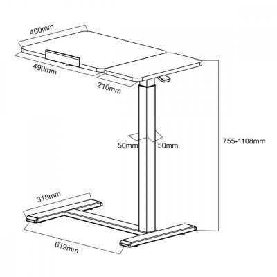 Maclean Mobilne biurko/stand na laptop MC-120B, 76-109cm