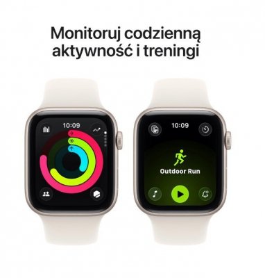Apple Watch SE 3 GPS+Cellular koperta 40 mm z aluminium w kolorze księżycowej poświaty, pasek sportowy w kolorze księżycowej poświaty - rozmiar M/L