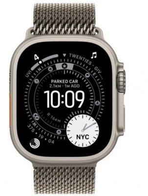 Apple Watch Ultra 3 GPS + Cellular, koperta 49 mm z tytanu w kolorze naturalnym, bransoleta mediolańska z tytanu w kolorze naturalnym - rozmiar L