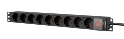CAYMON PSR109GS/B 19 calilistwa zasilająca unit - 9 x German sockets + front switch Black version