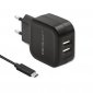 Qoltec Ładowarka sieciowa 17W | 5V | 3.4A | 2xUSB + kabel USB typC 