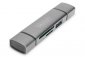 Digitus Czytnik kart 3-portowy USB Typ C/ USB 3.0 SuperSpeed SD Micro SD HQ aluminium Szary 