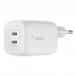 Belkin Podwójna ładowarka ścienna USB-C GaN z PPS 65 W Biała 