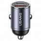 USAMS Ładowarka samochodowa 30W 1xUSB+1xUSB-C C38 Fast Charge Stalowa 