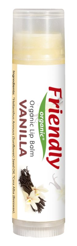 Friendly Organic, Organiczny balsam do ust Waniliowy, 4,25g
