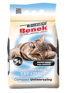 Super Benek Compact Uniwersalny 5l Drobnoziarnisty żwirek bentonitowy dla kotów i innych zwierząt domowych