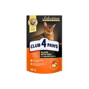 Club4Paws Selection Cielęcina w sosie warzywnym 80g saszetka Mokra karma dla Kotów