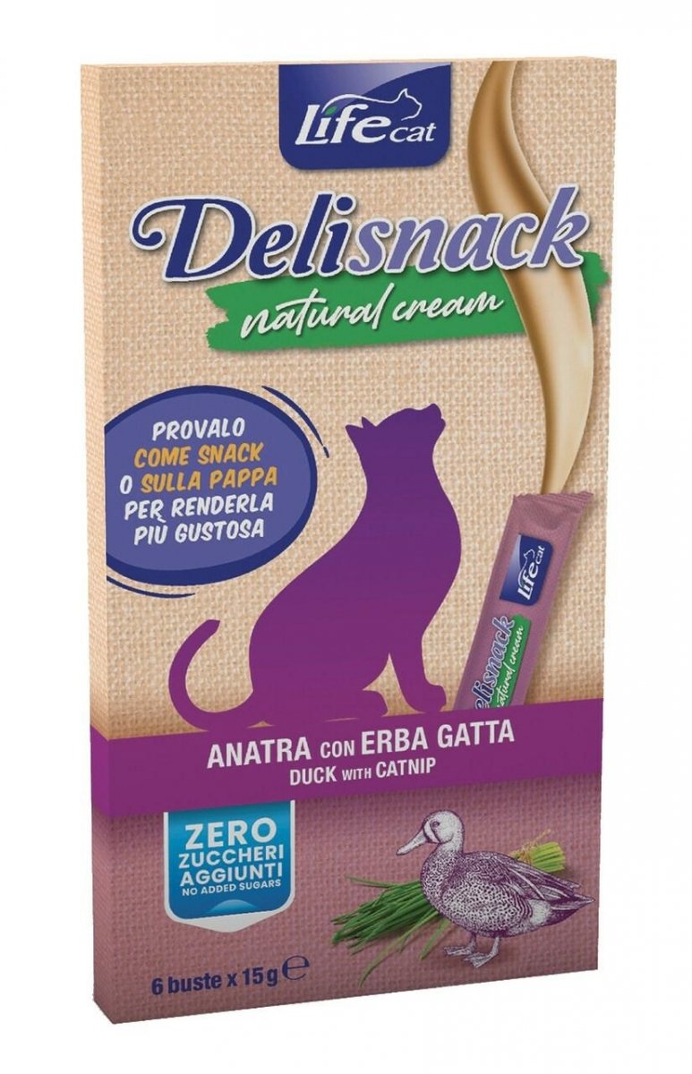 Krem Life cat Deli snack natural cream Duck with Catnip 6x15g  Przysmak dla kota z Kaczki i kocimiętki