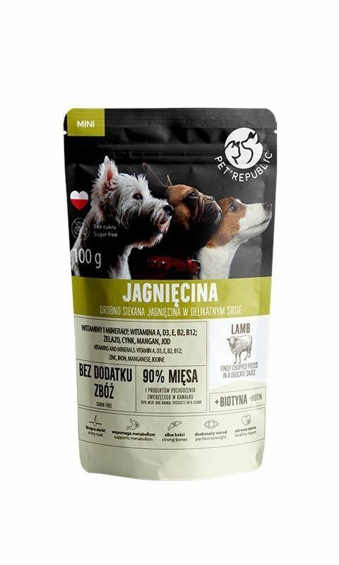 Pet Republic Mini Jagnięcina w sosie 100g saszetka mokra karma dla Psów małych ras