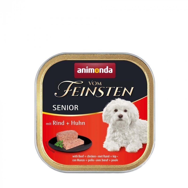 Animonda Vom Feinsten Senior Wołowina Kurczak 150g tacka Mokra karma pasztet dla starszych psów